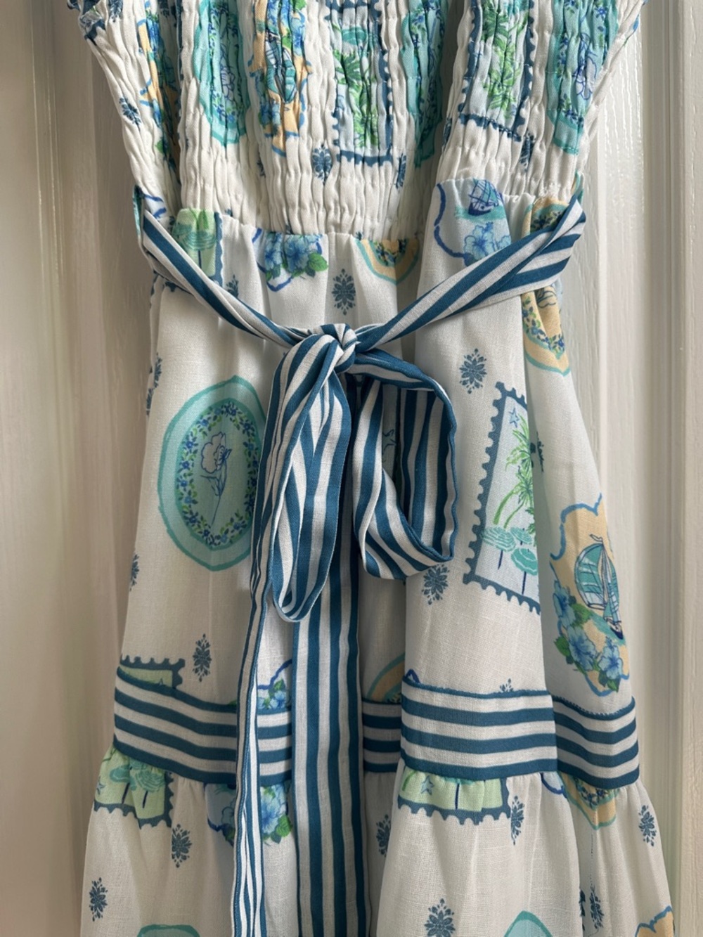 Avara boutique Blue & White Printed Ruffle Strap Summer Dress - Picture 4 of 8
